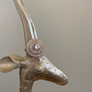 Vintage cocktail ring gold plated white topaz